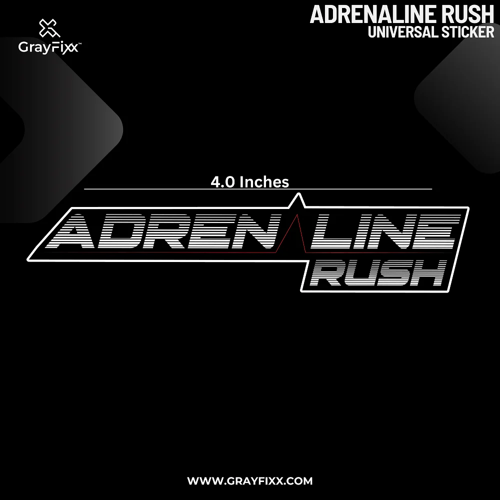 Adrenaline Rush Universal Sticker | Printed In Premium Gloss Vinyl With FPF(Fade Protection Film), Water Proof, Precut Sticker, Pack Of 2